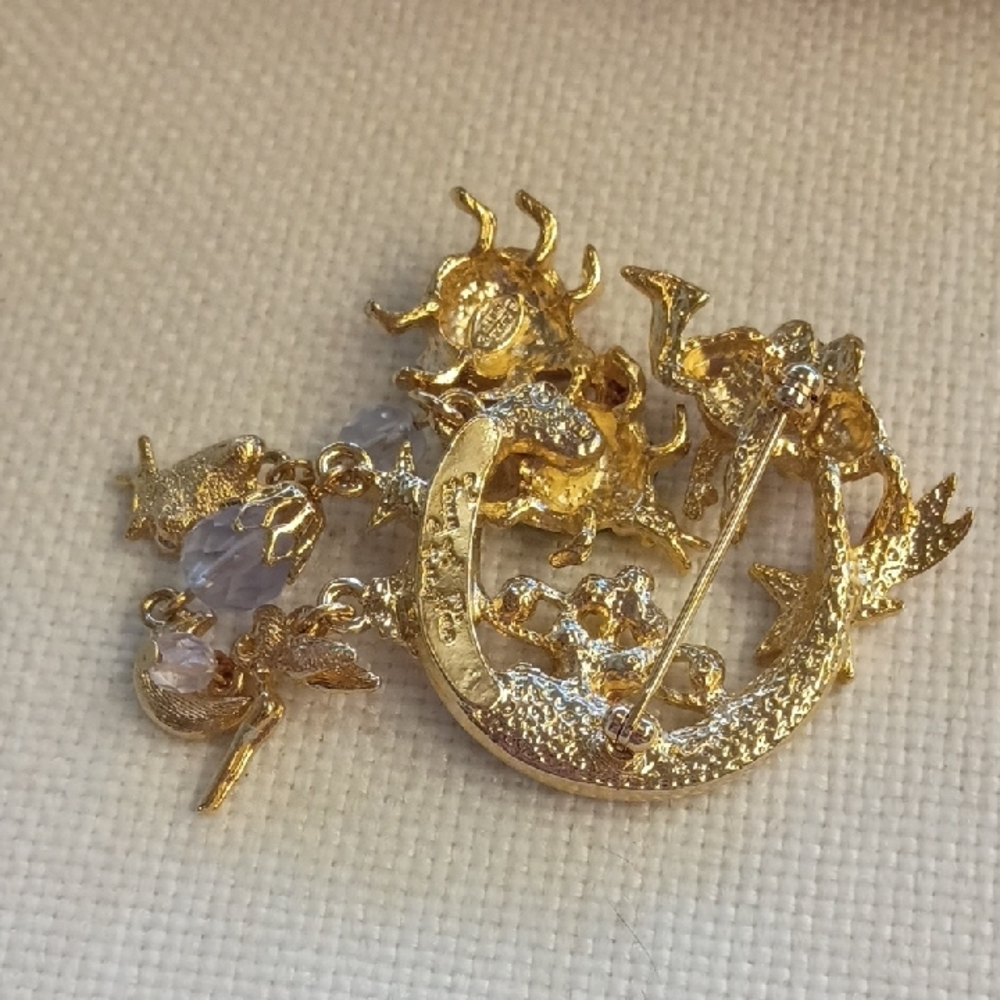 Fairy Moon Brooch From KIRK'S FOLLY Signed By Artist, Fairies & Crystals - Picture 2 of 5